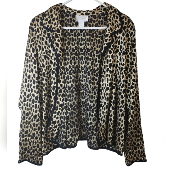 Vue' Point Woman by Jordan Vintage Cardigan Jacket Leopard Sheer Mesh Size 3X - Picture 4 of 7